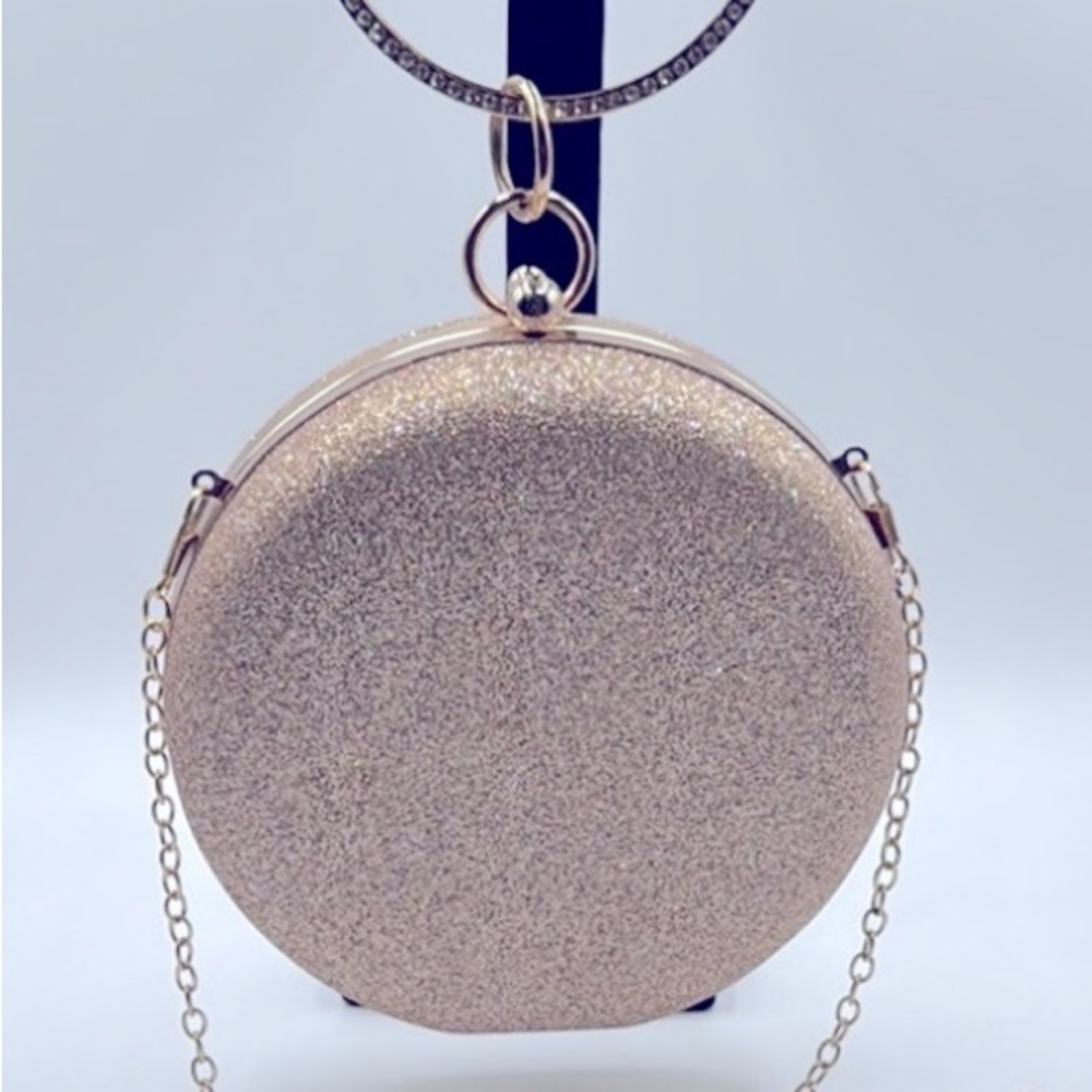 Gold Glitter Circle Clutch